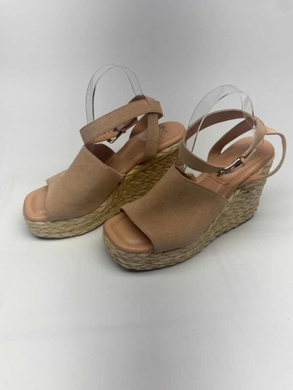 Marc Fisher LTD Nelly Suede Blush Espadrille Wedge Sandals Sz 11